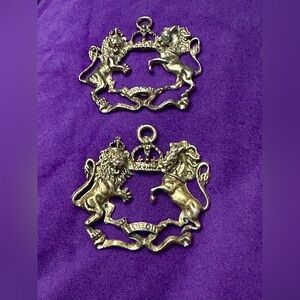 British Royal Coat of Arms, “Dieu et Mon Droit" crest Pendant set of 2
